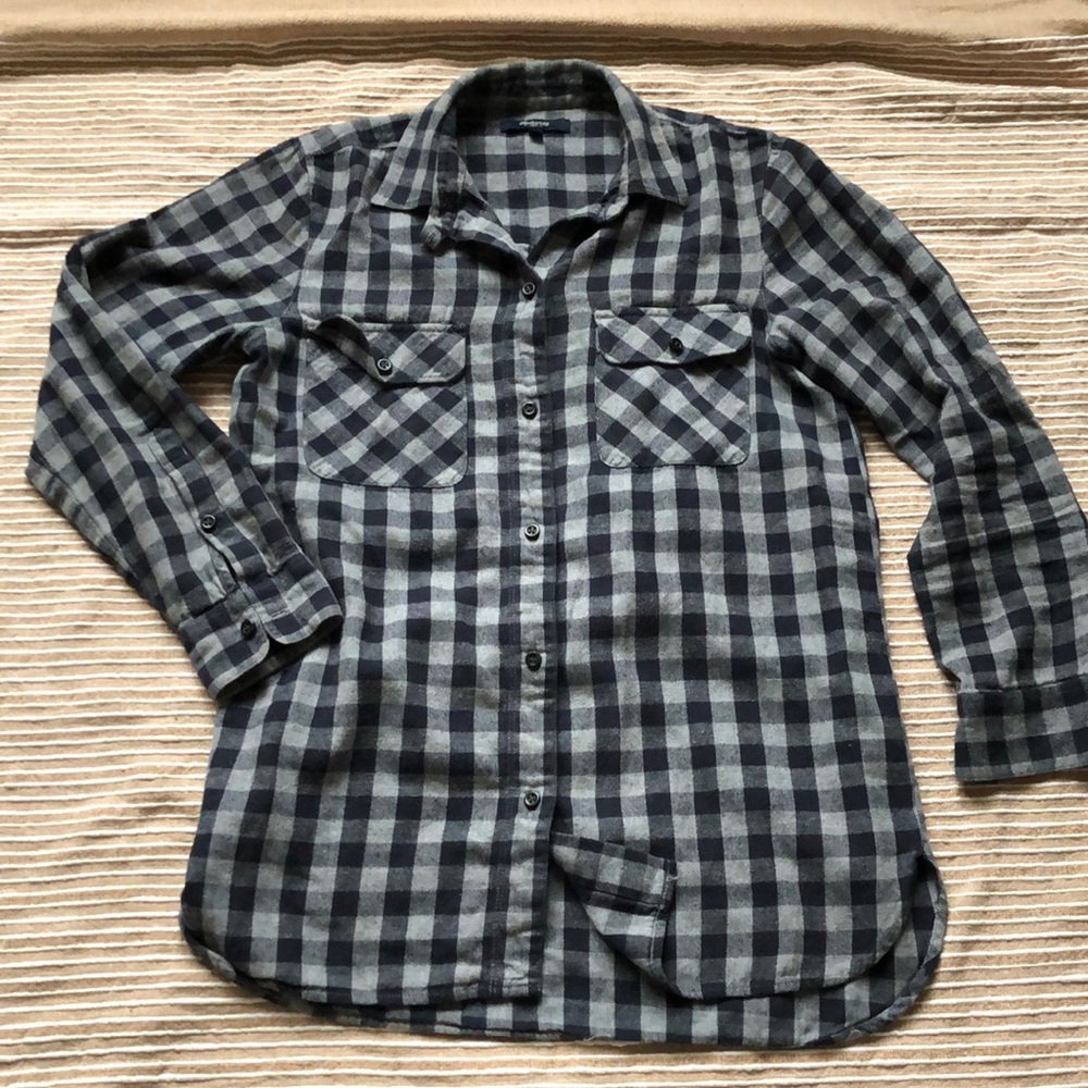 Madewell Flannel Navy/Gray Check Shirt XS
